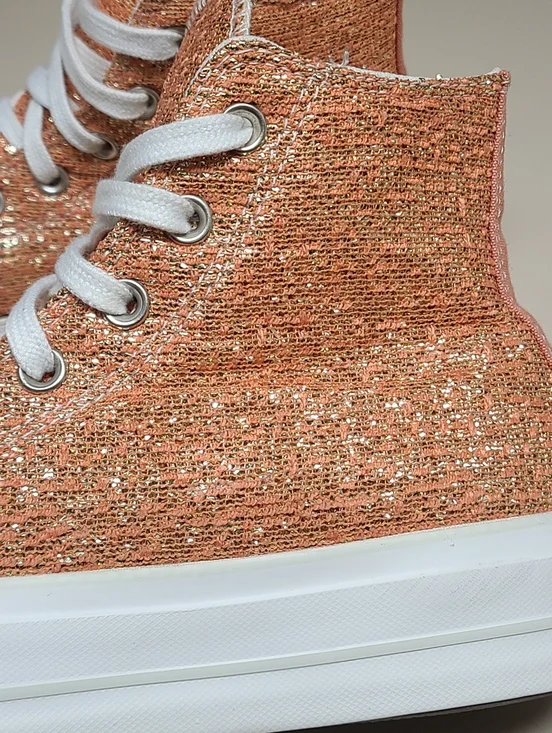 Converse CTAS Lift Metallic glitter platform casual hi top sneakers size 8 1/2 - Picture 6 of 10